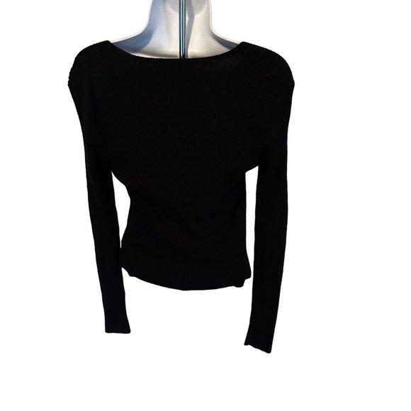 Easel black rhinestone detail v-neck size M sweater - Picture 2 of 6